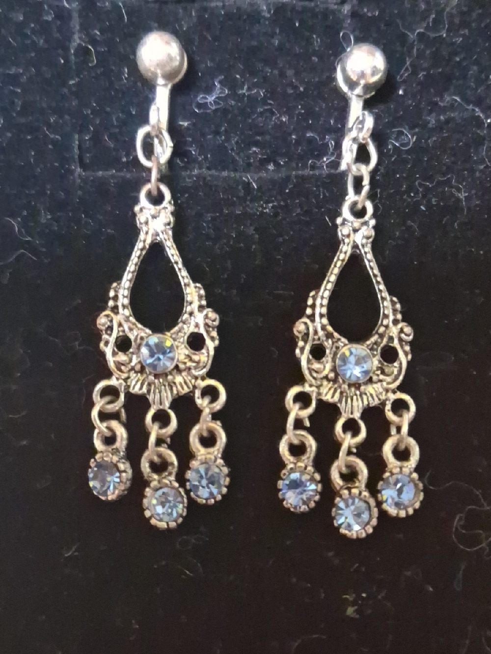 Blue Crystal Dangle Earrings